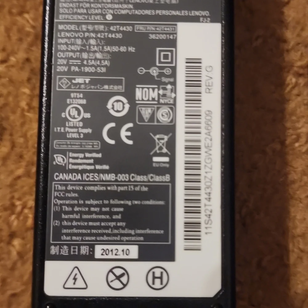 Lenovo ThinkPad Laptop Charger 90w 20v